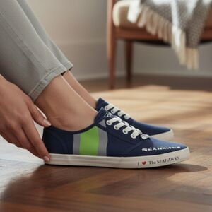 BreaSeattle Seahawks Tennis Shoes with Charm | 8.5